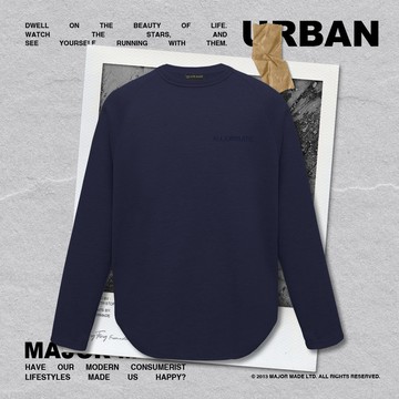 華夫格下圓弧剪裁長T