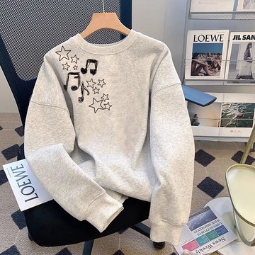 愛依依 長袖上衣 大學T 學院風 學生上衣S-3XL新款設計感小衆寬鬆慵懶長袖上衣-11282.