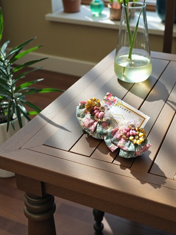 緞帶與珠飾刺繡的耳環