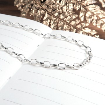 ART64 純銀 經典橢圓鍊(3.3mm寬鍊) 22吋 925純銀項鍊 搭配鍊 銀鍊子