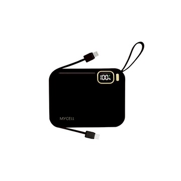 MYCEll Mini Air 20W PD 10000mAh 自帶線可拆全協議閃充行動電源台灣製/黑色 （已標示37Wh）使用特斯拉級電池_廠商直送