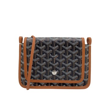 GOYARD Plumet 品牌logo翻蓋扁斜背包(黑棕)