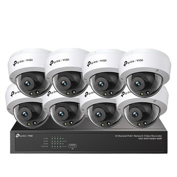 TP-Link 組合 VIGI NVR1008H-8MP 8路 PoE+ 網路主機+VIGI C240 VIGI 4MP 全彩球型監視器*8 昌運監視器
