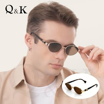 【Q&K】高級復古金屬橢圓偏光太陽眼鏡/法式經典款(中性) 抗UV400/低調奢華/精品款穿搭/明星同款墨鏡