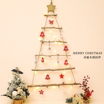 圣誕手工diy圣誕樹材料包ins北歐木質圣誕店鋪櫥窗墻掛裝飾創意