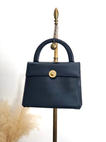 【 日本直送 名牌中古包 】CELINE  સેલિન 手提包 海軍藍 星球圖案 皮革 vintage 古董 老品 5k3k8c