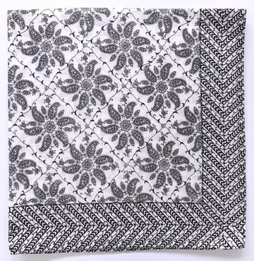 佩斯利白色頭巾，23 x 22 英吋，100% 純棉，節日禮物