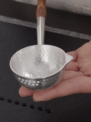 泰安銀業純銀分茶勺日式泡茶煮茶器取茶鏟舀茶長勺999手工銀套裝
