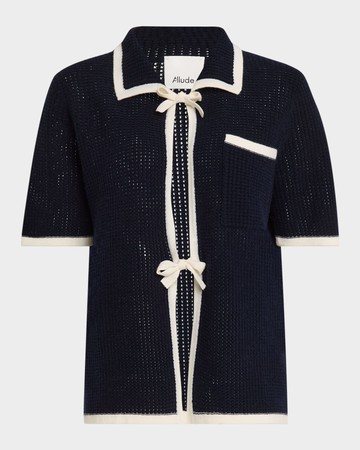 Tie-Front Wool-Cashmere Cardigan