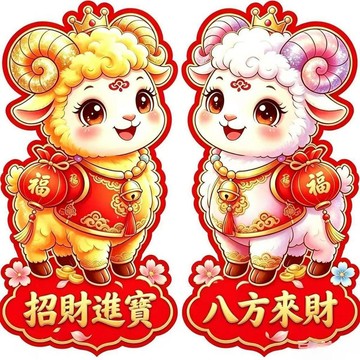 ⚡臺灣出貨🚚羊年生肖門貼 門福貼紙 2027 羊羊發財牆貼 玻璃門窗貼 自粘節日佈置 過年新年裝飾 家庭門窗貼 春節貼