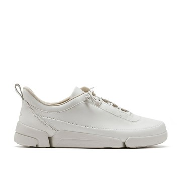 Clarks 三瓣鞋2.0 PLUS-Trigenic2 Easy 女款真皮輕盈鬆緊鞋帶休閒鞋(白色) CLF87360C