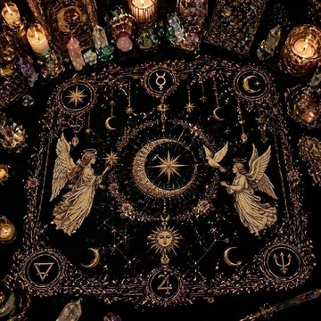 桃園快速🚚復古 黑金 年輪 Tarot遊戲 桌墊 紫色 星空 背景 桌布 高級 耐磨 耐用 發牌墊
