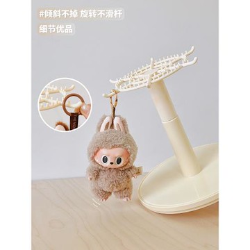 拉布布掛件展示盒旋轉透明labubu毛絨公仔玩偶手辦盲盒收納展示架