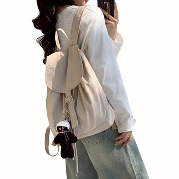 Ion 布料抽繩後背包  27 x 34 x 16 cm  象牙白色