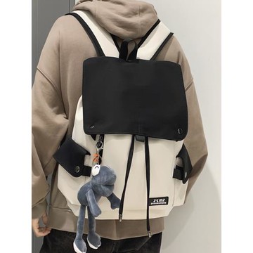 背包男雙肩包大學生書包男ins潮酷時尚高中簡約撞色大容量電腦包