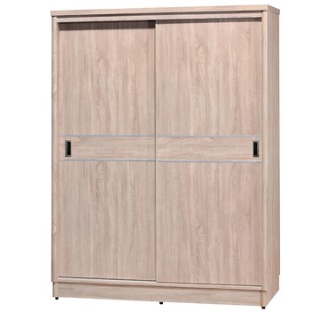 Homelike 喜家居5x7附鏡推門衣櫃-梧桐色(1641)