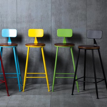 吧台椅 中島椅 高腳椅 高腳凳高凳吧台椅酒吧鐵藝吧台凳現代實木凳子簡約吧椅靠背高椅子耶誕節交換禮物