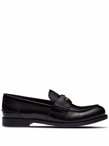 Miu Miu - leather penny loafers - women - Leather/Leather/Rubber - 40.5 - Black