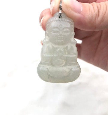 寶寶佛-緬甸細糯冰晴底A貨翡翠吊墜項鍊/925銀扣/生日/孩子/平安/