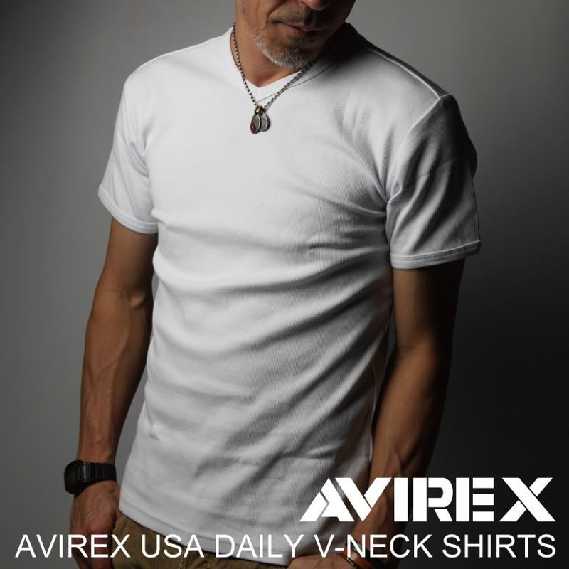 avirex Tシャツ半袖 DAILY RIB V-NECK TEE メンズ | LINEショッピング