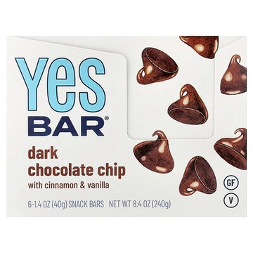 Yes Bar, 零食棒，黑巧克力片，6 根，每根 1.4 盎司（40 克）