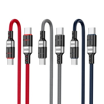 Type C公 - C公 KAKUSIGA 60W抗彎折超級快充線 Type-C to Type-C 鋁合金傳輸充電線(1.2M)