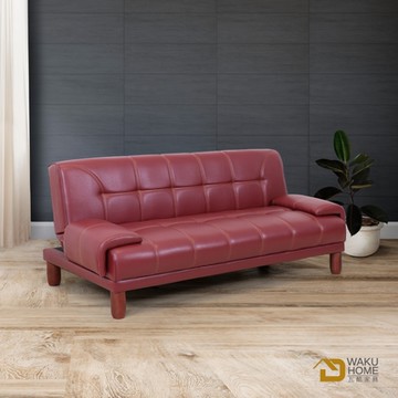 WAKUHOME 瓦酷家具Tanaka雙人三段式摺疊沙發床-2色(霧面紅/霧面黑)-寬185*深88*高77cm