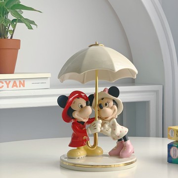 公司貨 免運 快速出貨 擺件 禮品米奇米妮拿雨傘陶瓷擺件美式家居裝飾品客廳桌面擺設送禮物