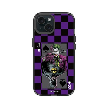 iPhone 15 Clear 酷墨灰 - Joker - 小丑與蝙蝠俠撲克牌 - 棋盤風格