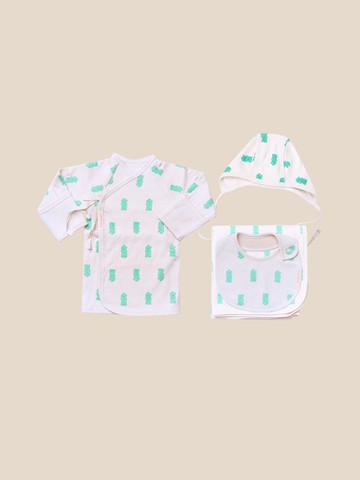 Premium Cotton Double Jacquard 4-Piece Newborn Set [GREEN]