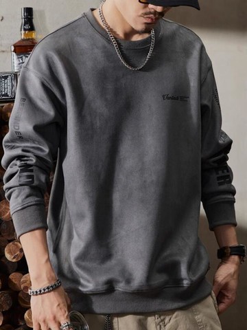 【滿額免運】衛衣男士 寬鬆上衣 麂皮絨外套 重磅衛衣 大碼300斤 美式春秋 高級感 潮牌