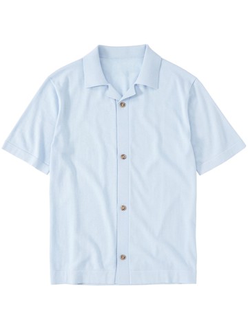 Closed - camp-collar ribbed-knit shirt - men - Cotton - XL - Blue
