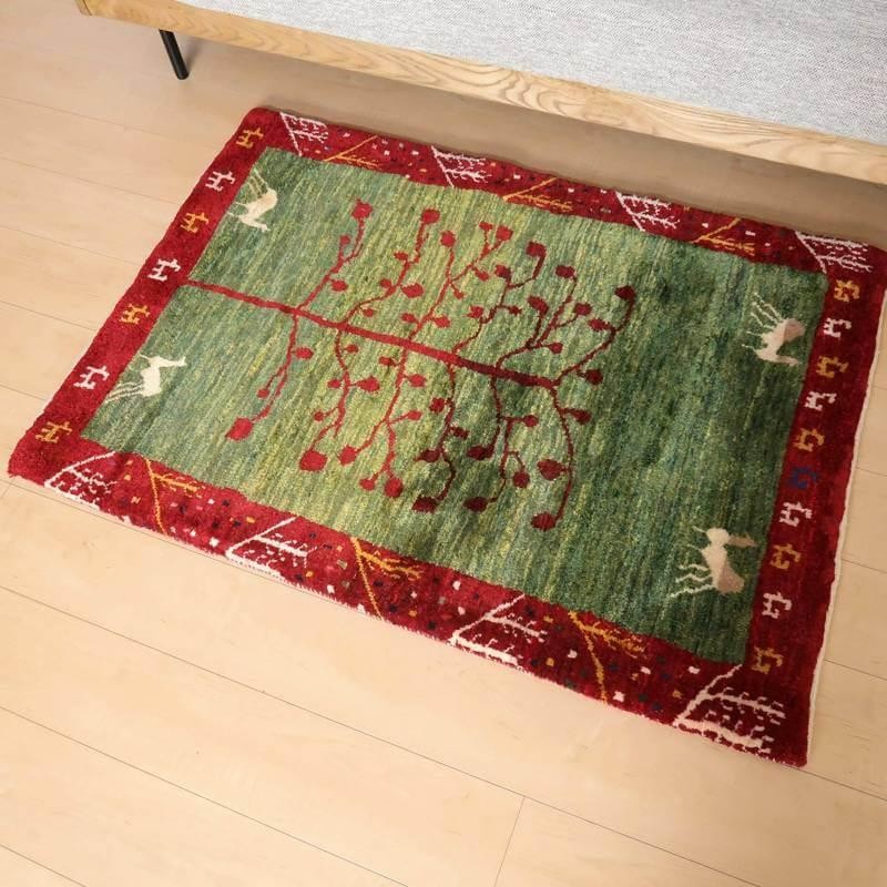 ギャッベ イラン産 絨毯 ／カシュクリ 125×88cm 手織り 玄関マット