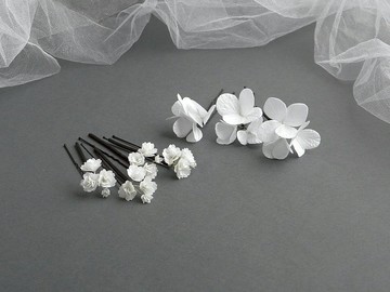 白色花朵髮夾 新娘發片 嬰兒呼吸髮夾