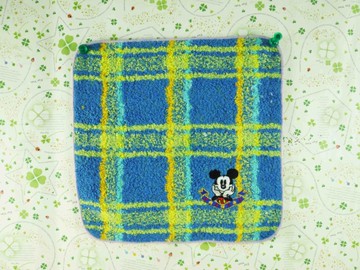 【震撼精品百貨】Micky Mouse_米奇/米妮 ~小方巾-藍格子
