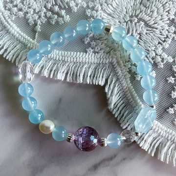 【表達能力 招財升職 正能量】海藍寶 紫黃晶 白晶 天然水晶