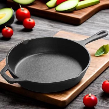 鑄鐵煎鍋12寸/10寸鑄鐵無涂層煎盤平底鍋