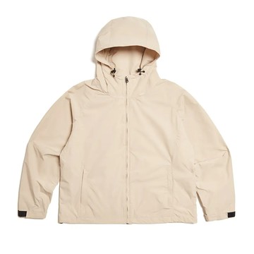 男裝大寬版防風連帽外套-淺卡其