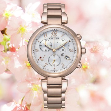 CITIZEN 星辰 xC 台灣限定款 光動能碼錶計時 紅寶石淑女腕錶-35mm FB1456-65B