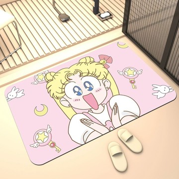 地墊🎀 美少女戰士硅藻泥吸水墊浴室防滑地墊廁所腳墊衛生間動漫門口門墊