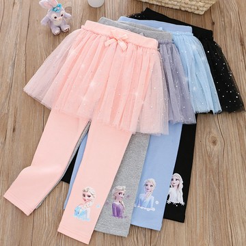 mori🎀mori 愛莎公主打底褲小孩褲裙女童春秋季純棉洋氣假兩件裙褲女寶寶裙裝