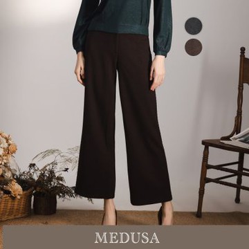 現貨【MEDUSA 曼度莎】麻花邊裝飾羊毛直筒褲 - 2色（M-XL）｜女休閒褲 保暖長褲 秋冬長褲