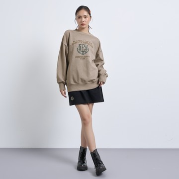 自然清淨麥穗厚長T(灰褐)-女