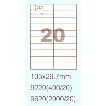 【文具通】阿波羅9620影印自黏標籤貼紙20格105x29.7mm 100入 P1410215【APP滿額下單4%點數(單一帳號最高1500點)】5/31止