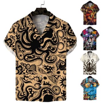 Casual 3D print plus size shirt T-shirt休閑3D印花大碼襯衫T恤