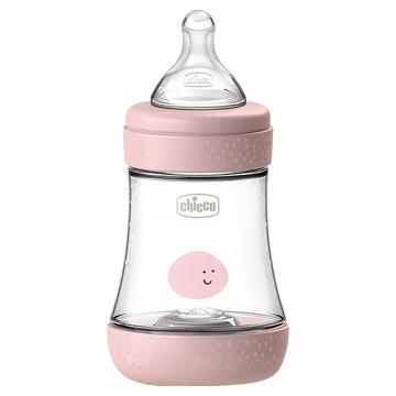 Chicco PERFECT 5 完美防脹PP奶瓶 奶嘴形狀設計  甜美女孩  甜美女孩 粉紅色 + 透明色  150ml  1瓶
