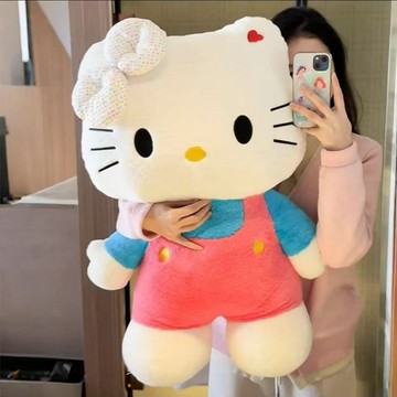 臺灣現/🎀公仔 毛絨玩偶 擺件 可愛擺件新款KT貓公仔凱蒂貓毛絨玩具牀上摟睡抱枕創意玩偶生日禮物送女生