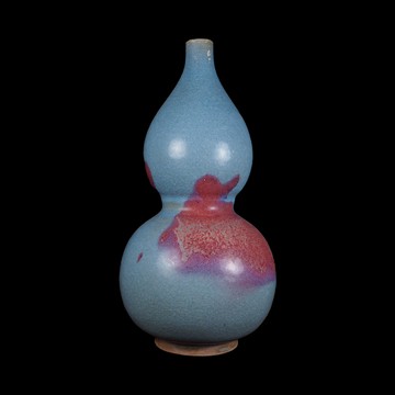 《博古珍藏》元．鈞窯天青釉紫斑葫蘆瓶．早期收藏．老件花瓶瓷器．博物館級文物．底價回饋