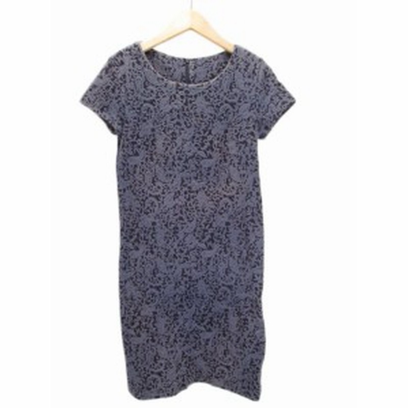 中古 ファビア Fabia ワンピース ジャガード ペイズリー 半袖 M 青 紫 レディース 通販 Lineポイント最大1 0 Get Lineショッピング