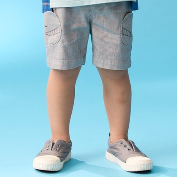 PIPPY 小鯨魚造型口袋棉質短褲 米灰-100